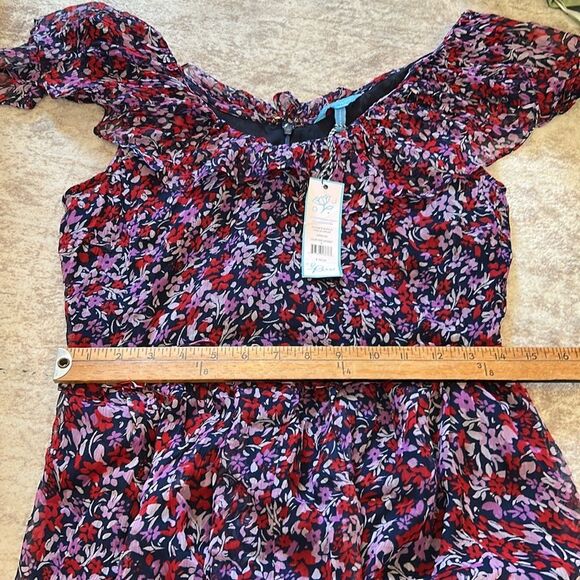 Draper James Blue and Red Ruffled Tiered Dress size 8, new with tags - Picture 8 of 11